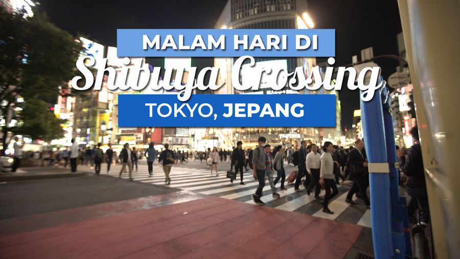Malam Hari di Perempatan Tersibuk di Jepang yang Ikonik