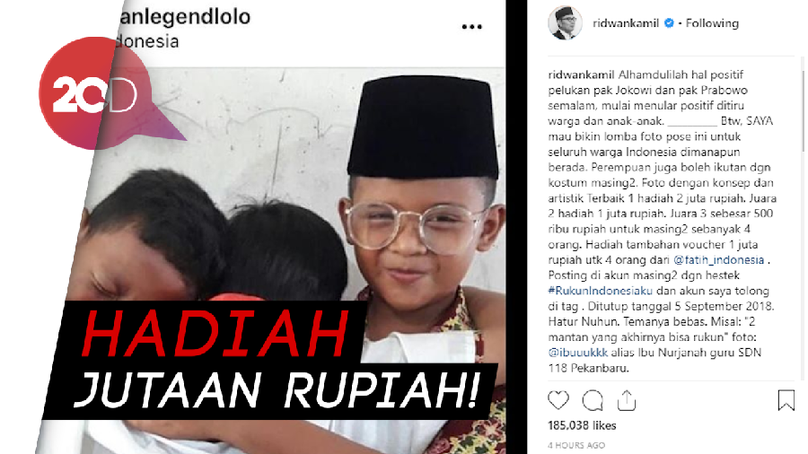 Sayembara Foto Pelukan Ala Jokowi-Prabowo
