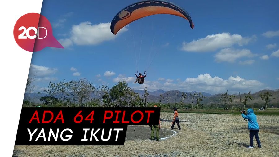 Melihat Aksi Pilot Paralayang Terbang di Langit Bumi Reog