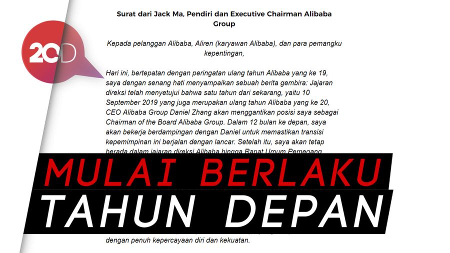 Ini Isi Lengkap Surat Pengunduran Diri Jack Ma