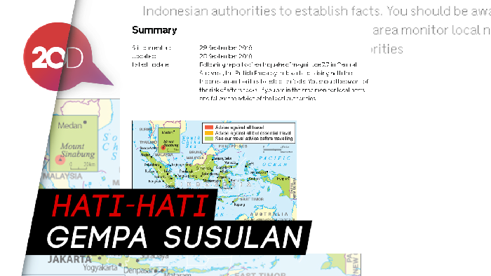 Tsunami di Palu dan Donggala, Inggris Keluarkan Travel Advice