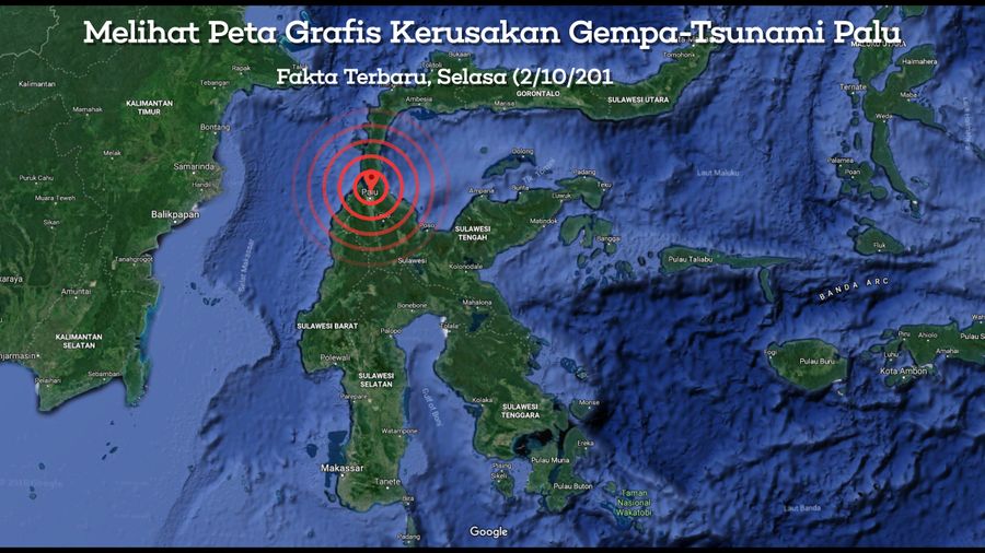 Peta Grafis Kerusakan Dampak Gempa dan Tsunami Palu
