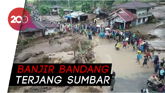 Penampakan dari Udara Banjir Bandang di Tanah Datar, Sumbar