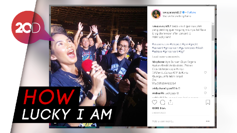 Raut Bahagia Soraya Rasyid Dapat Mikrofon Axl Rose