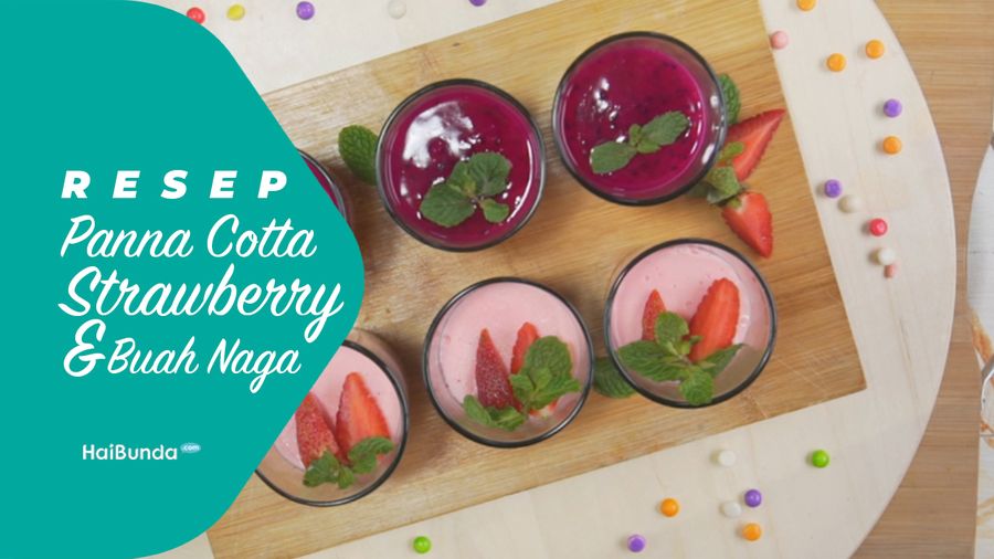 Resep Panna Cotta Strawberry dan Buah Naga