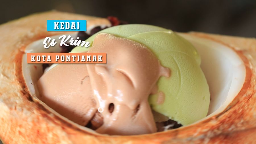Es Krim dengan Wadah Batok Kelapa