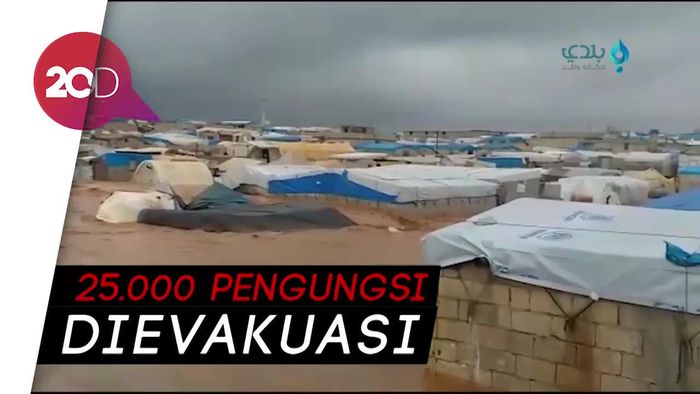 Ribuan Tenda Kamp Pengungsi Suriah Hancur Terendam Banjir 