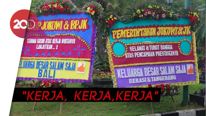 Apresiasi Kinerja Jokowi-JK, Karangan Bunga Berjejer di Istana
