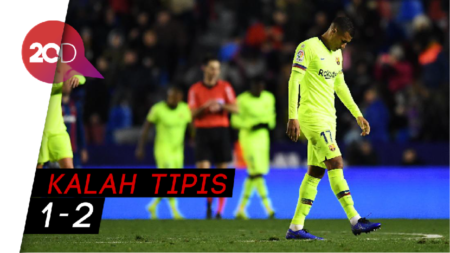 Messi-Suarez Absen, Barca Tumbang di Markas Levante