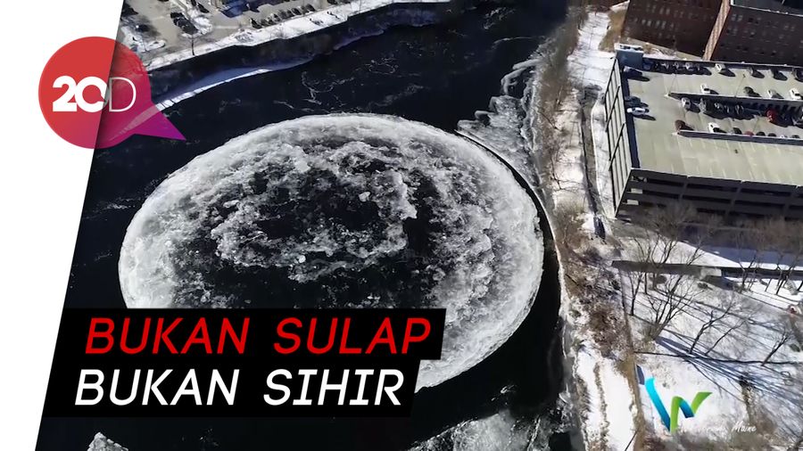 Ajaib! Gumpalan Es Sungai AS Berbentuk Cakram dan Bisa Berputar