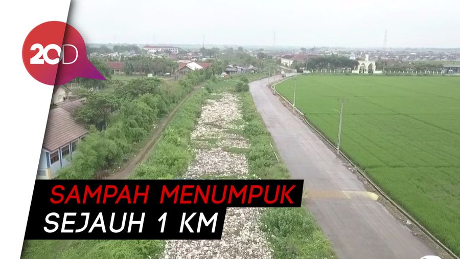 Potret dari Udara Kali Ulu Bekasi Penuh Sampah dan Eceng Gondok