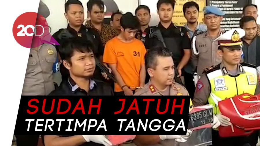Tertunduk Lesu, Adi Saputra Si Pembanting Motor Dibekuk Polisi