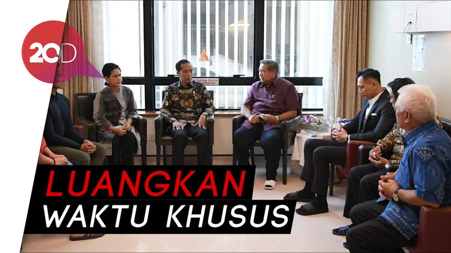 Momen Jokowi ke Singapura Jenguk Ani Yudhoyono Disambut AHY