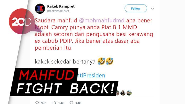 Mahfud Md Polisikan Akun @KakekKampret yang Sebut Mobilnya Hasil Suap