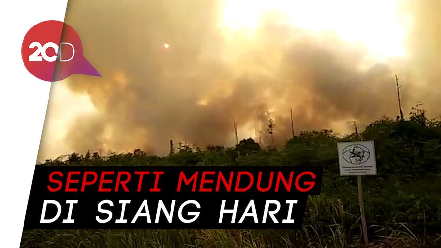 Langit di Kep Meranti Gelap Gegara Pekatnya Asap Kebakaran Lahan
