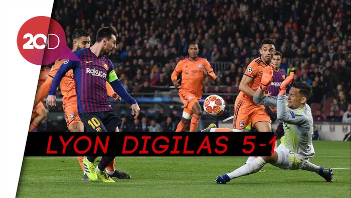 Messi Dua Gol, Barca Amuk Lyon di Camp Nou