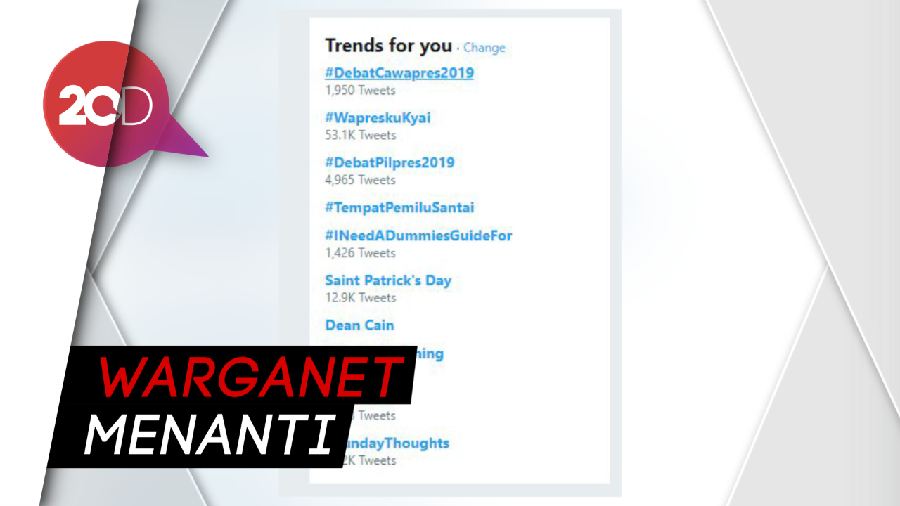 Jelang Debat, #DebatCawapres2019 Jadi Trending Topic