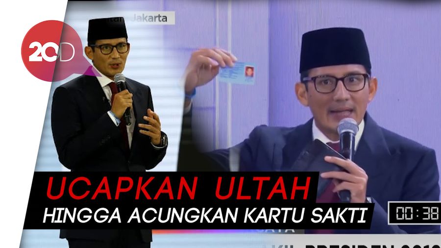 Aneka Aksi Sandi di Debat Cawapres