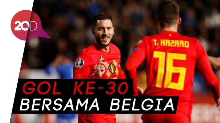 Hazard Tandai Laga ke-100 dengan Cetak Gol Kemenangan Belgia