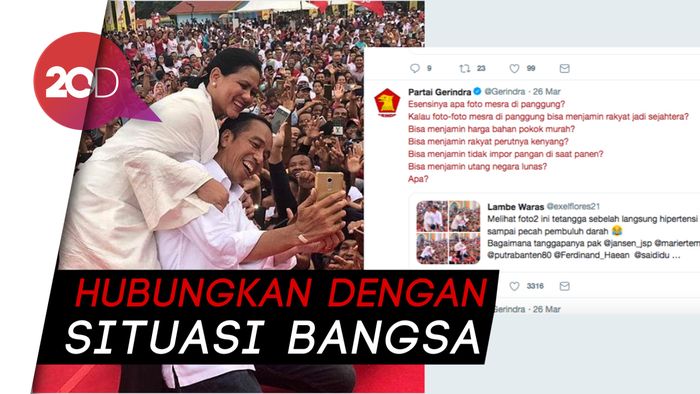 Kala Foto Mesra Jokowi-Iriana Disentil Akun Gerindra