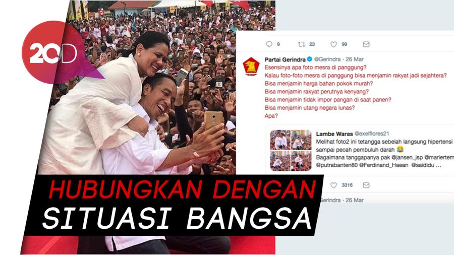 Kala Foto Mesra Jokowi-Iriana Disentil Akun Gerindra