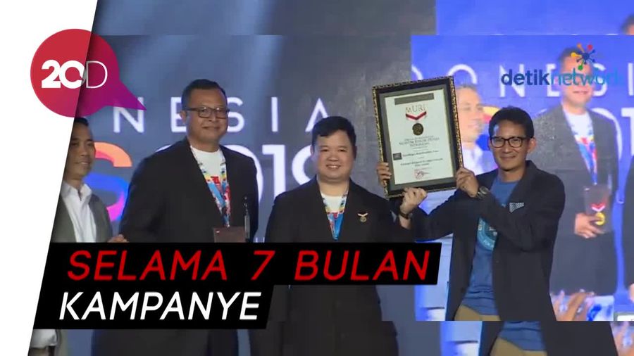 Kampanye 1.500 Titik, Sandiaga Uno Pecahkan Rekor MURI