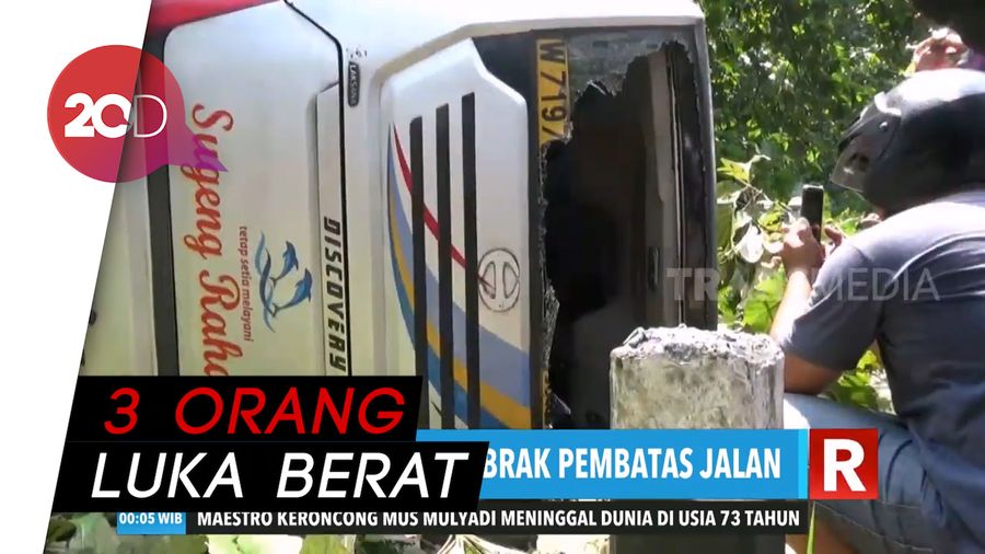 Ugal-Ugalan! Sugeng Rahayu Tabrak Pembatas Jalan dan Pohon