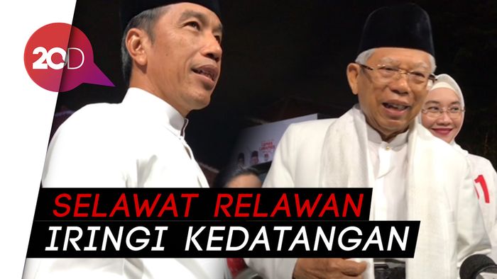 Kedatangan Jokowi-Maruf Amin di Lokasi Debat Diiringi Selawat