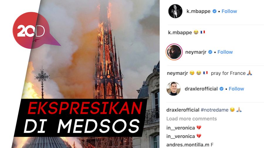 Neymar-Mbappe Berduka Atas Terbakarnya Gereja Notre Dame
