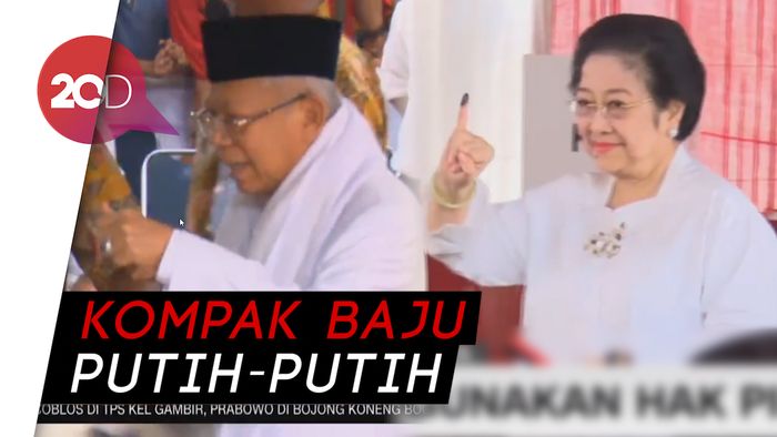 Maruf Amin dan Megawati Coblos Bersamaan di TPS Berbeda