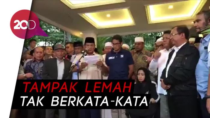 Sandi Akhirnya Muncul, Dampingi Prabowo Orasi Klaim Menang