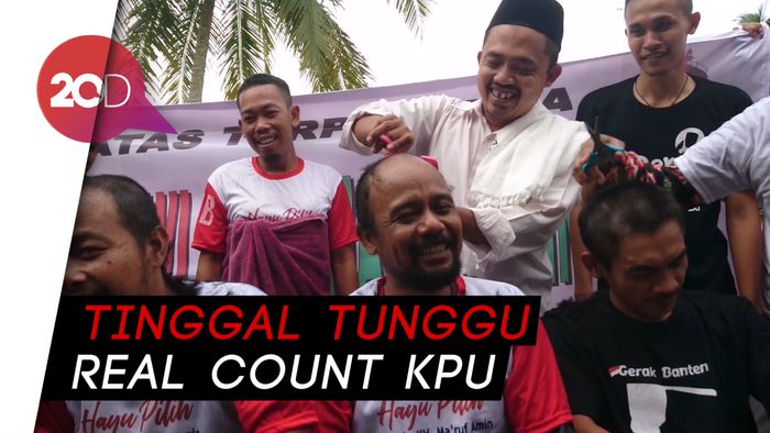 Yakin Menang, Relawan Jokowi di Serang Cukur Gundul