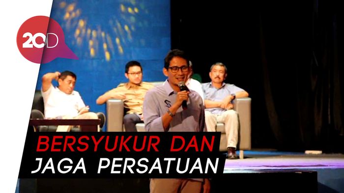 Sambil Nyanyi, Sandi Ajak Pendukung Bersyukur dan Jaga Persatuan