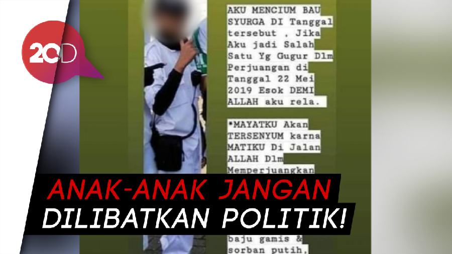 Viral Bocah Siap Jihad 22 Mei, TKN: Pelibatan Anak Langgar UU