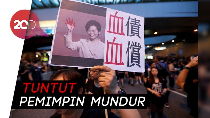 Lautan Hitam Pendemo di Hong Kong