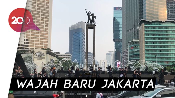 Intip Persiapan Perayaan HUT Jakarta Ke-492 di Bundaran HI