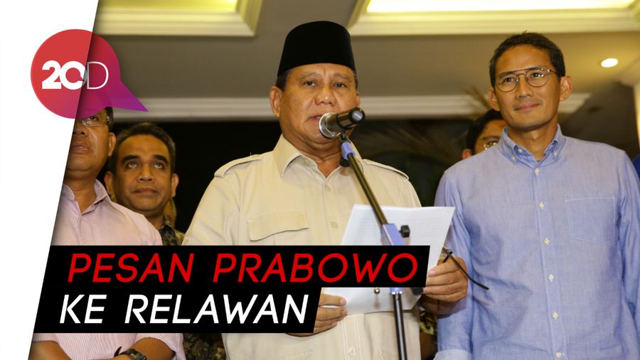 Prabowo Minta Pendukungnya Tak Berkecil Hati