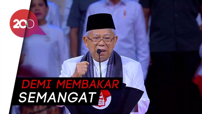 Saat Maruf Amin Ajak Pendukung Nyanyikan Padamu Negeri