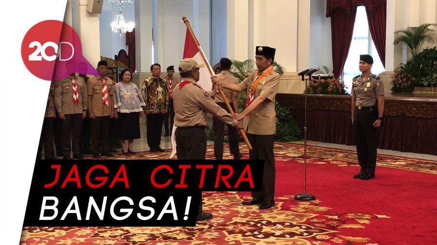 Lepas Kontingen Pramuka ke AS, Jokowi Ingatkan Kedisiplinan