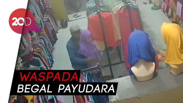 Terekam CCTV Aksi Begal Payudara Karyawati di Toko Hijab 