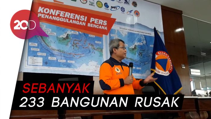 BNPB Update Dampak Gempa: 233 Bangunan Rusak