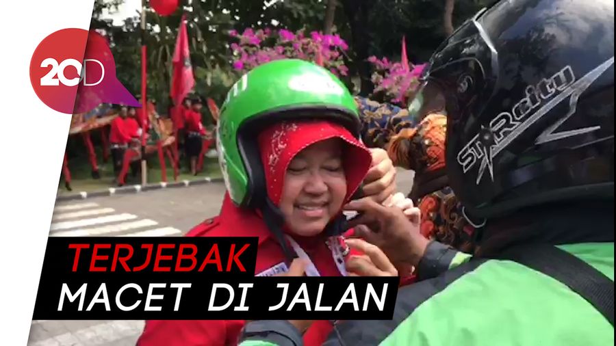 Kena Macet, Risma Naik Ojol ke Kongres PDIP