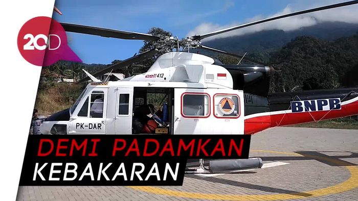Heli Water Bombing Siap Menyiram Gunung Ciremai