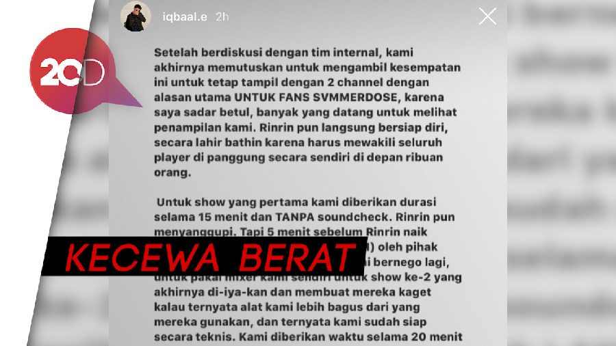 Curhatan Iqbaal soal Svmmerdose yang Diperlakukan Seenaknya di Konser Lany