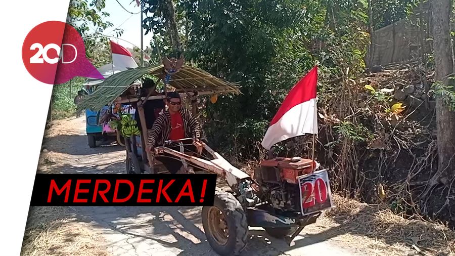 Cara Unik Petani Magetan Sambut HUT RI, Konvoi di Sawah Pakai Traktor