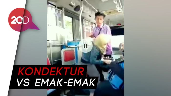 Heboh Video Kondektur Vs Emak-emak di Dalam Bus di Solo