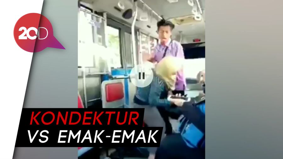 Heboh Video Kondektur Vs Emak-emak di Dalam Bus di Solo