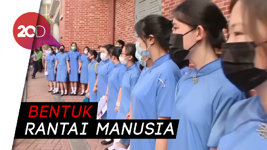 Bentuk Rantai Manusia, Ratusan Siswa di Hong Kong Unras Dukung Demonstran
