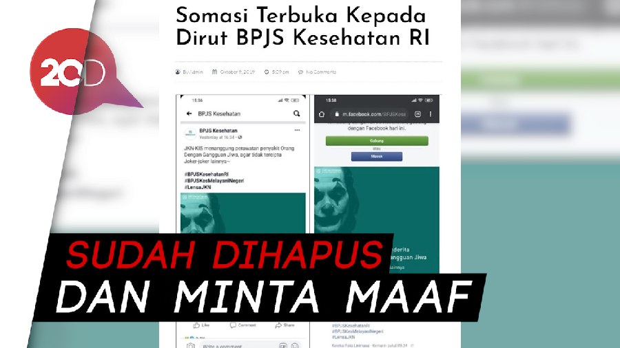 Respons BPJS Kesehatan yang Disomasi Gara-gara Pakai Joker
