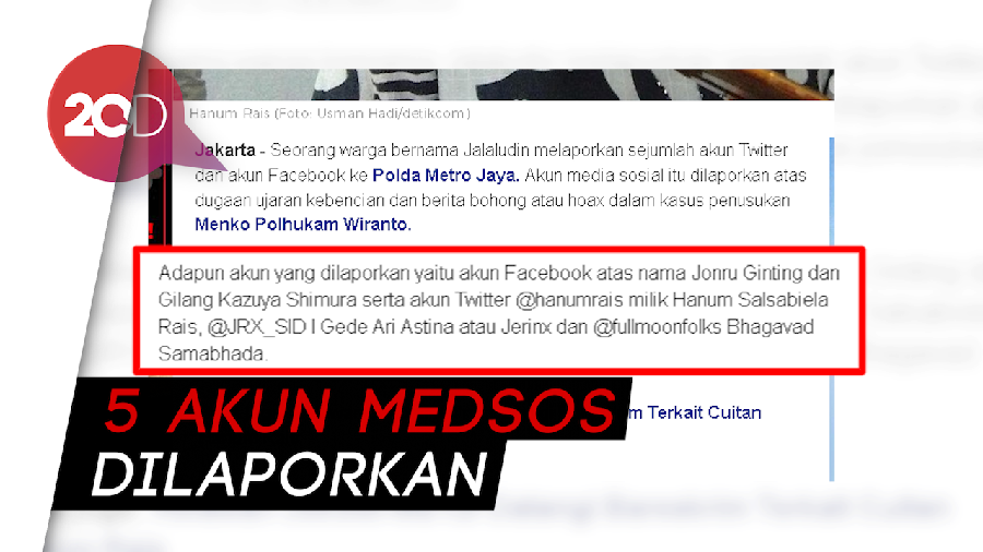 Diduga Sebar Hoax Insiden Wiranto, Jerinx-Hanum Rais Dipolisikan